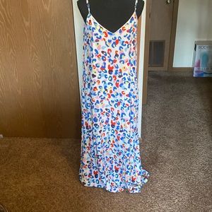 Multi color animal print spaghetti strap maxi dress
